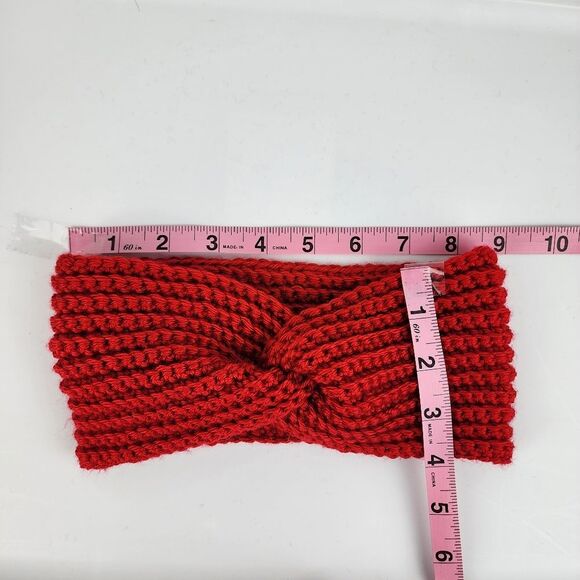 New Crochet Twisted Headband Ear Warmer Red Acrylic Yarn Handmade Handcrafted - Picture 4 of 5
